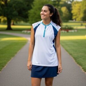 Tail White Zip-Up Sleeveless Polo Golf Tennis Pickleball Athleisure size M